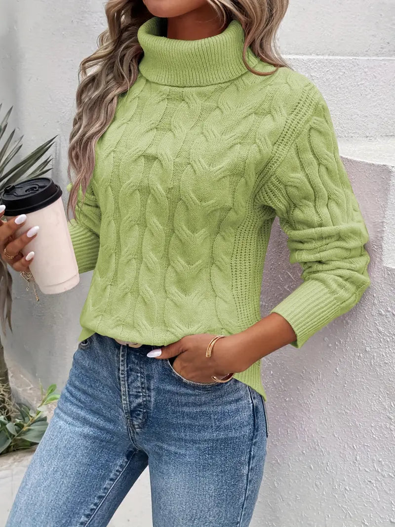 Xara® | Elegant cable knit turtleneck sweater