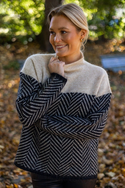 Tamara® | Two-tone cotton turtleneck sweater