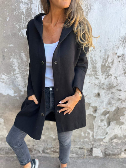 Adriana® | Casual single-breasted hooded jacket