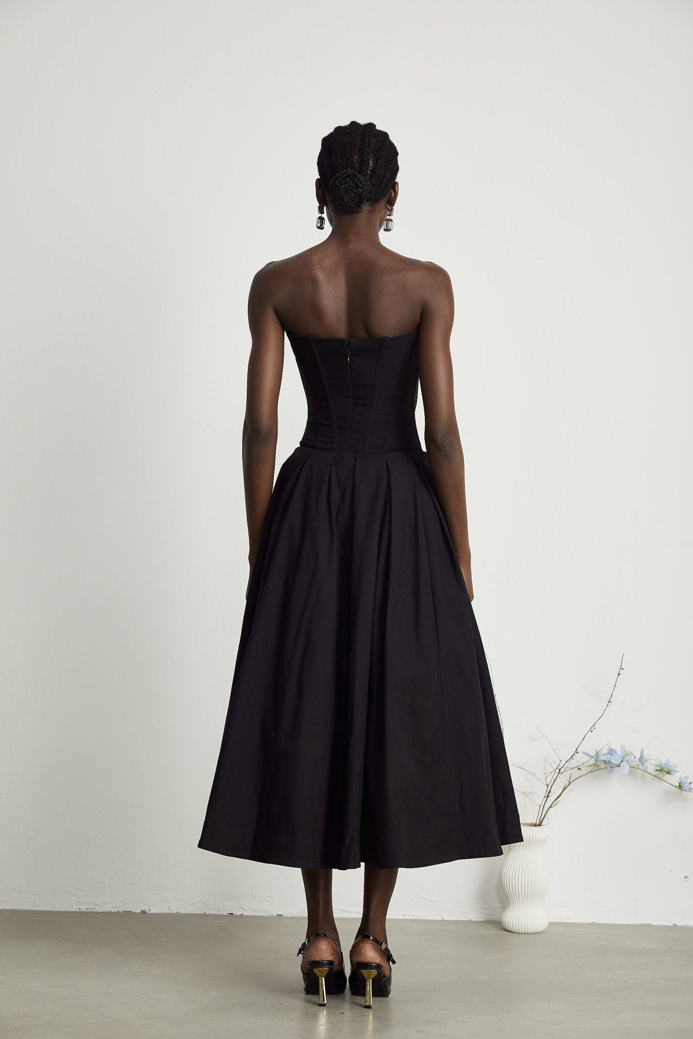 Trinidad® | Women's off-shoulder corset midi dress. Elegant evening look