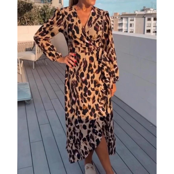 Zuleyka® | Leopard print V-neck dress