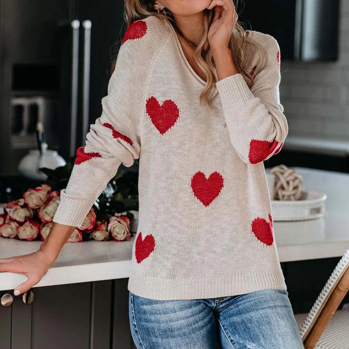 Alondra® | Women's knitted sweater with a heart pattern