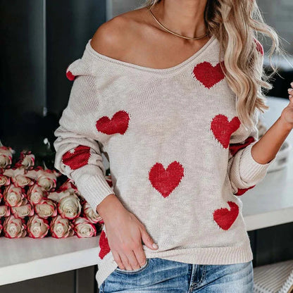 Alondra® | Women's knitted sweater with a heart pattern