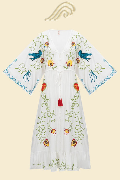 Sandra® | Embroidered V-neck dress