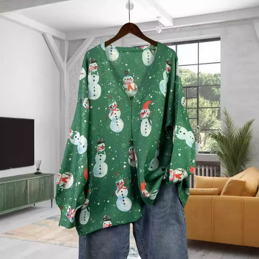 Silvia® | Christmas kimono for women with a snowman motif