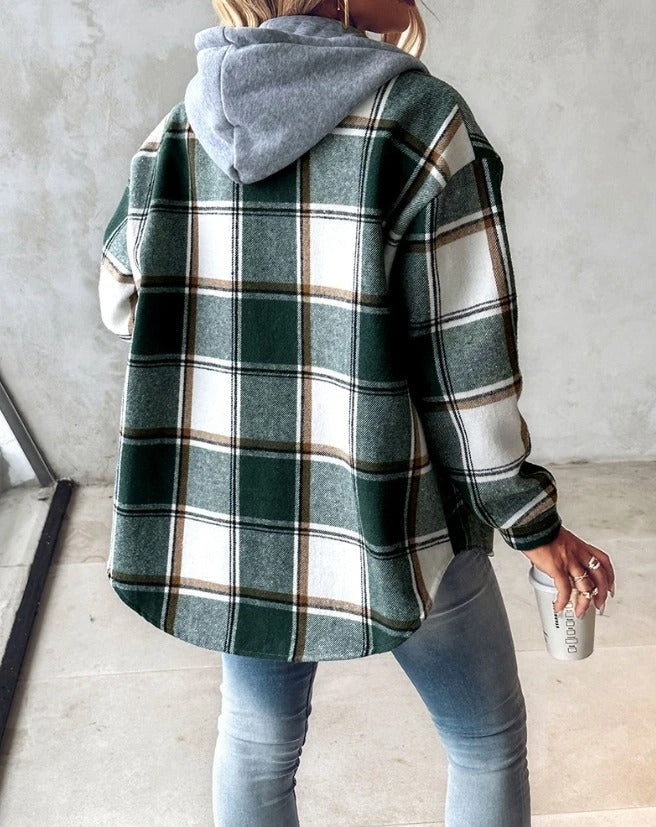 Yadira® | Oversized hooded checked jacket for women