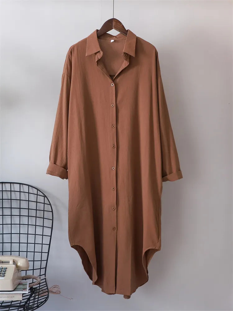 Thalia® | Long linen shirt dress