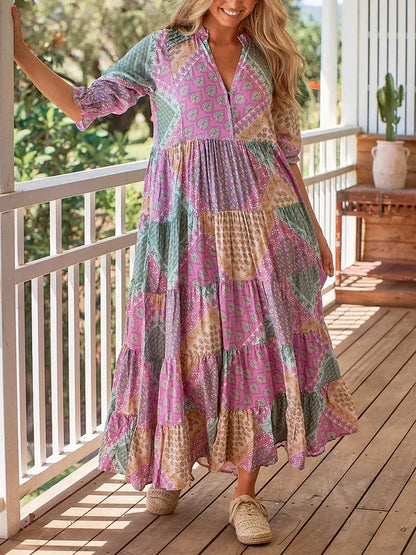 Signy® | Vintage boho tiered maxi dress