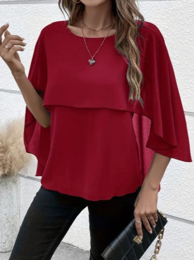 Zelia® | Elegant plain layered blouse