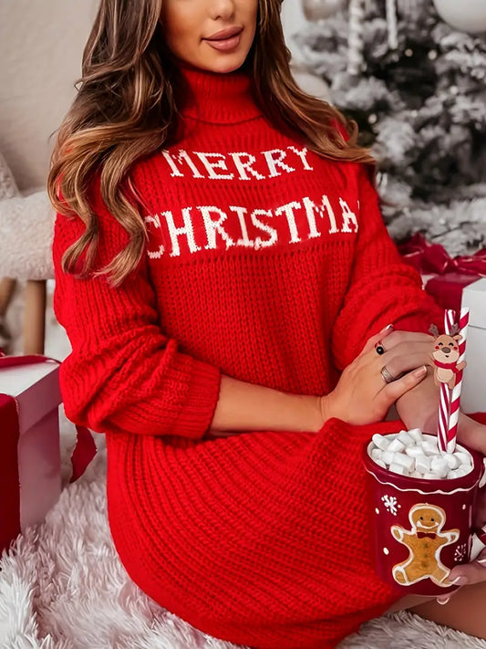 Alba® | Elegant Christmas sweater dress with a high neckline