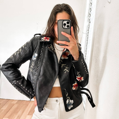 Nahir® | Floral leather jacket