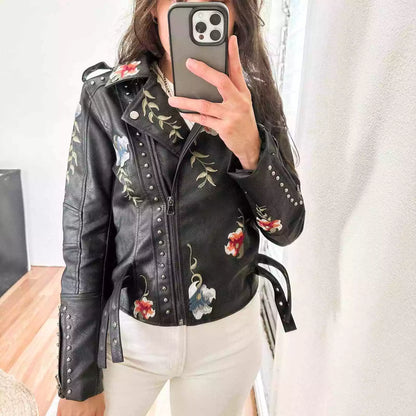 Nahir® | Floral leather jacket