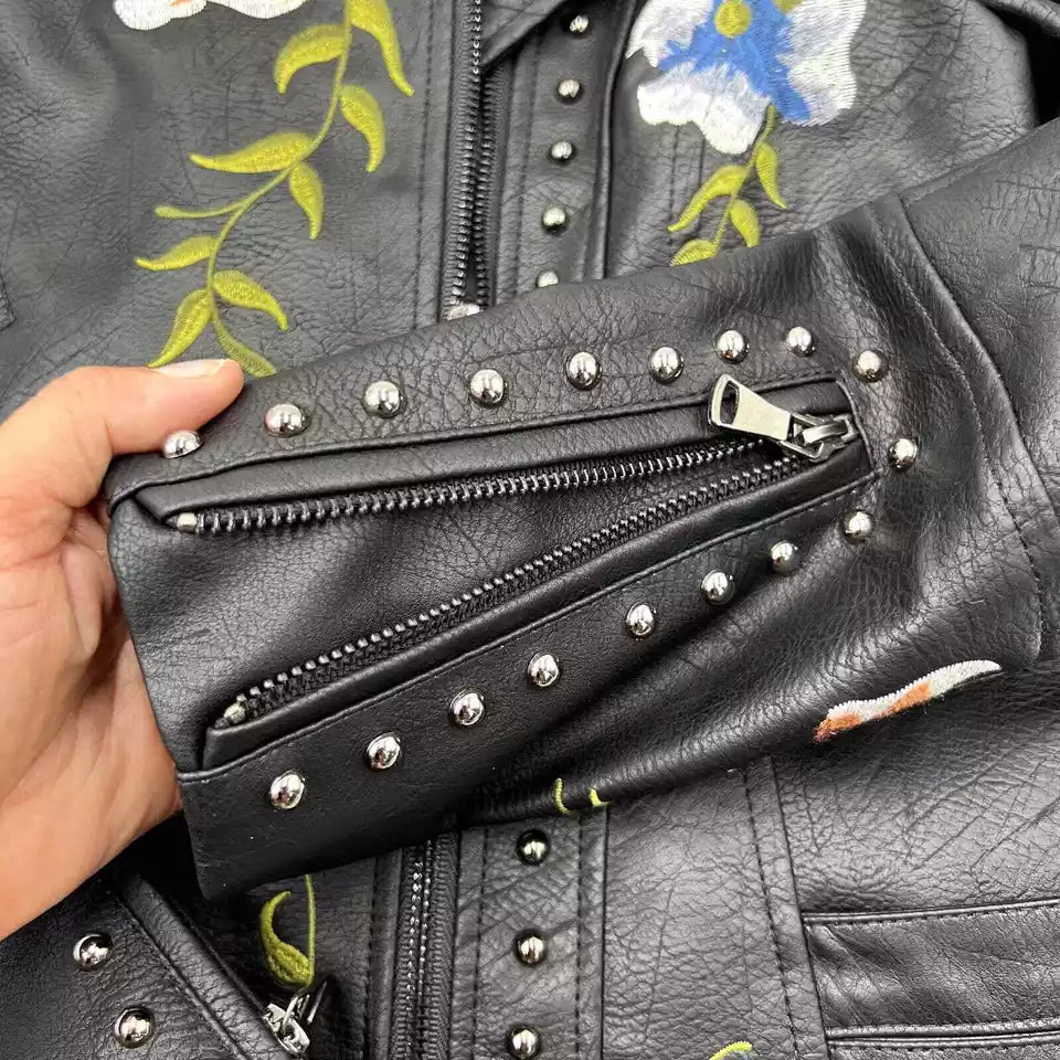 Nahir® | Floral leather jacket