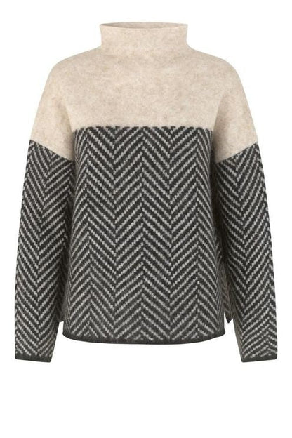 Tamara® | Two-tone cotton turtleneck sweater