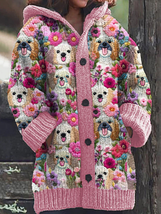 Yamel® | Women's floral knitted casual jacket with hood