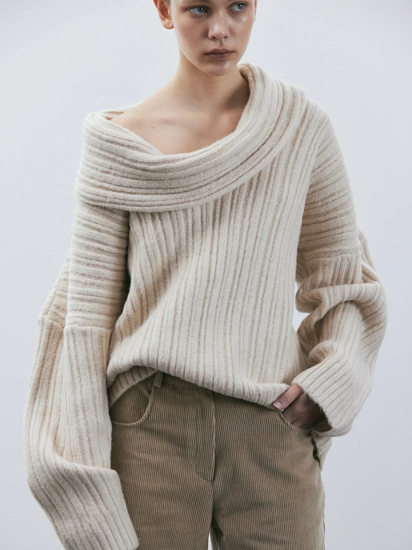 Pilar® | Oversized knit sweater with a high V-neck