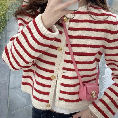 Paola® | Striped cardigan with gold buttons