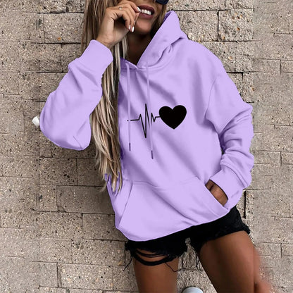 Tatjana® | Heart and heartbeat print hoodie for women