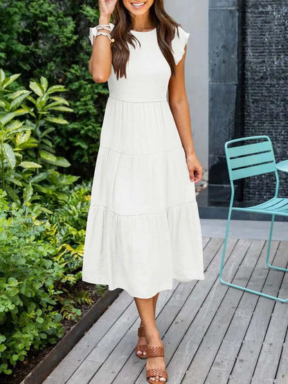 Talia® | Elegant summer dress with pleats and ruffles